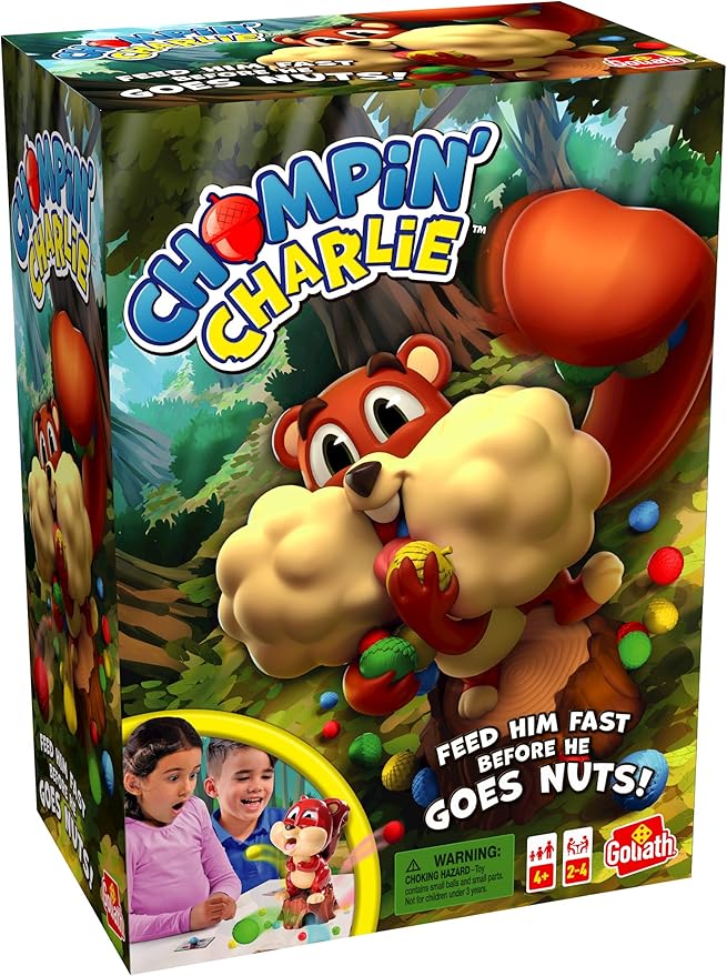 Chompin' Charlie Game - Feed The Squirrel Acorns and Race to Collect Them When They Scatter by Goliath