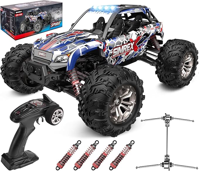 SIMREX 1/16 Scale Hobby RC Car 36 KPH High-Speed 4WD RC Truck 2.4 GHz Remote Control Car All-Terrain Electric Vehicle 4X4 Remote Contral Moster Truck for Kids and Adults