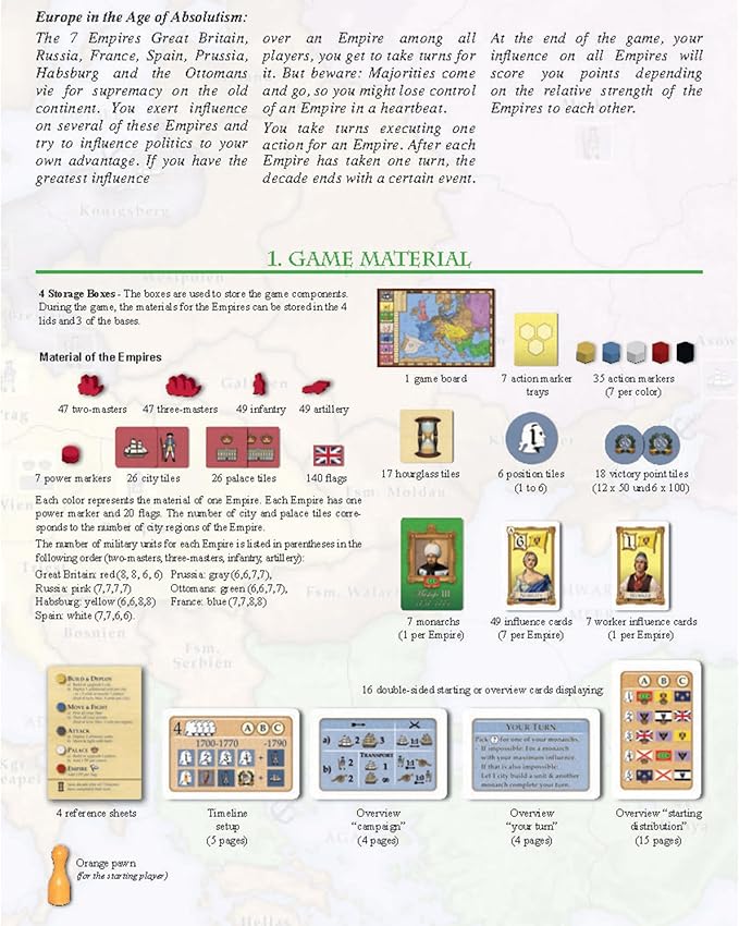 Rio Grande Games 7 Empires: Strategy Board Game 18th Century Medieval Empire Building for 2-6 Players Ages 14+