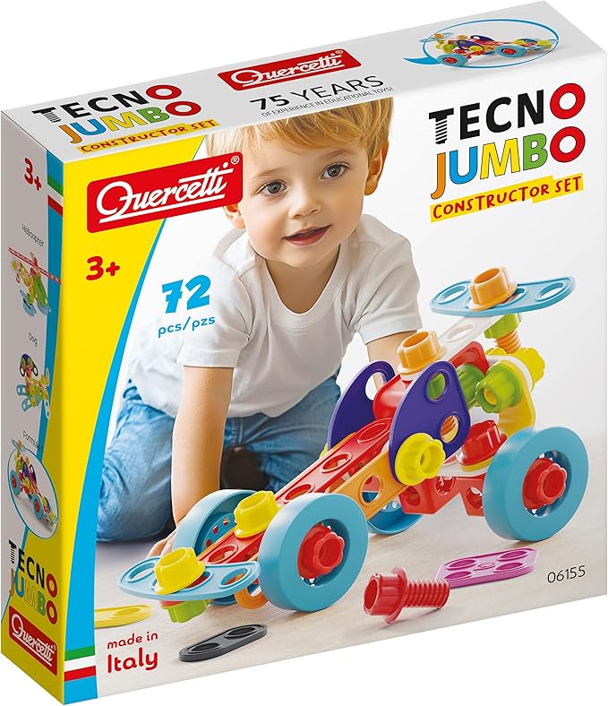 Quercetti - Tecno Jumbo - 76 Piece Building Set and Construction Toy Multi-Colored 34 x 7 x 29cm