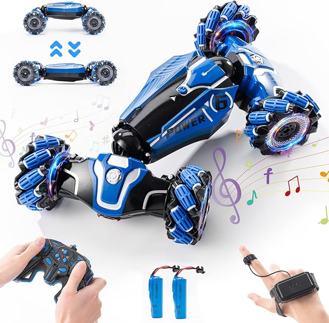 Gesture Sensing RC Stunt Car 2.4GHz 4WD Remote Control Gesture Sensor Toy CarsDrift Remote Control Car with 360° Flips Lights &amp Music for Boys Girls Ages 5-12