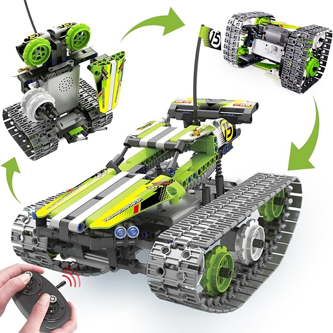 BIRANCO. Remote Control Tracked 3in1 Stunt Racer Building Kit - RC Car STEM Construction Toy Gift Idea for Kids Boys and Girls Ages 8-12 Year Old (353 Pcs)