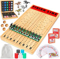 Large 21 Inches Horse Race Board Game Horse Racing Games with Cards and Dice &amp 11 Luxury Metal Horses Thickened Wood Chessboard Classic Wooden Table Top Board Games for Adults and Family