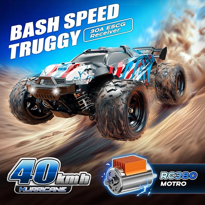 RC Cars 1:18 Entry-Level RC Car for Adults &amp Boys All-Metal drivetrain Off-Road RC Racing Truck 40 km/h Carros de Control Remoto 4x4 with 2 Batteries Fast Remote Control Car for Adults
