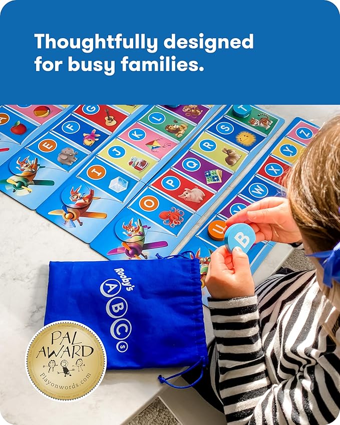 SimplyFun Rooby’s ABC’s - Pre-K Alphabet Game - Letter Recognition Game for Kids - Learn Both Uppercase and Lowercase Letters - 1 to 4 Players Ages 3 &amp Up
