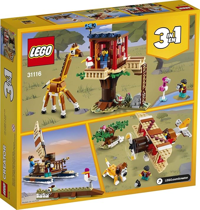 LEGO Creator 3in1 Safari Wildlife Tree House 31116 Building Kit Featuring a House Toy Biplane Toy and Catamaran Toy Best Building Sets for Kids Who Love Imaginative Play New 2021 (397 Pieces)