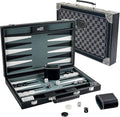 Backgammon Sets for Adults 15 Inches Backgammon Board Games for Adults Leather Backgammon Sets for Family &amp Travel Checkerboard Design Grey and Black