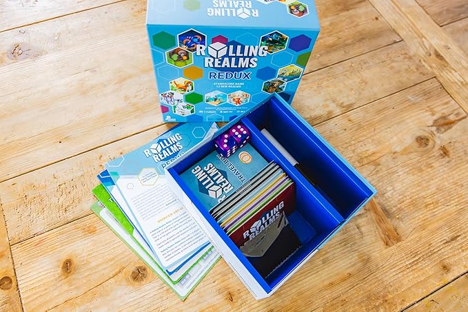 Stonemaier Games: Rolling Realms Redux by Jamey Stegmaier &amp Karel Titeca | A Light Strategic Roll-and-Write Game for Families and Adults | Compete in a Series of Minigames | 1-6 Players 30 Mins