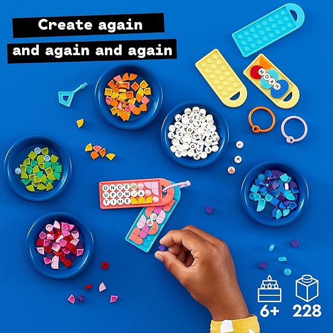 LEGO DOTS Bag Tags Mega Pack – Messaging 41949 DIY Customizable Craft Kit A Creative Activity Toy for Kids Aged 6+ (228 Pieces)