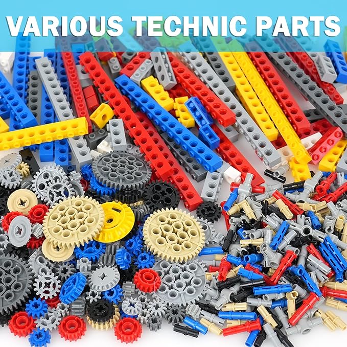 MALEKO Technical Parts Building Blocks Pieces Bulk Gears Beams Pins Liftarms Random EV3 Replacement Accessories Compatible with Major Car Parts