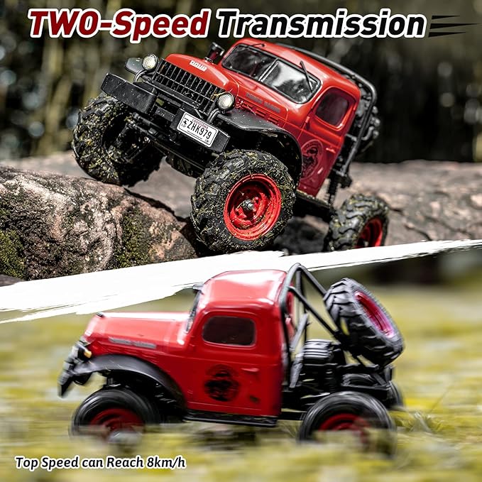 BEEZRC FMS RC Crwaler 1/24 Scale FCX24 Power Wagon RTR 4WD 2.4GHz 3CH Offroad RC Car Model Vehicle Hobby Grade Remote Control Car (Red)