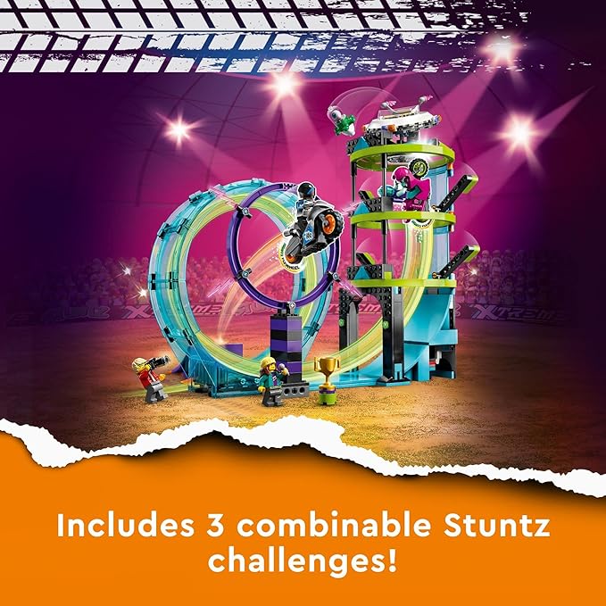 LEGO City Stuntz Ultimate Stunt Riders Challenge 60361 3in1 Stunts for 1 or 2 Player Action with 2 Flywheel-Powered Toy Motorcycles for Kids 2023 Set