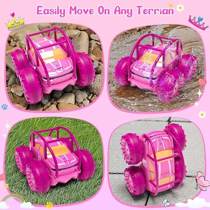 MaxTronic Amphibious Remote Control CarRechargeable RC Cars Toy 360° Flips Rotation Stunt Crawler 15KM/H 4WD All Terrain Outdoor Indoor Toy for Kids Boys Girls 3-12