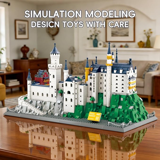 Neuschwanstein Castle Architecture Building Set 1969 Pcs Large German Bavaria Landmark Model Kit for Adults Collectible World Famous Building Construction Project DIY Home Decor Display Gift