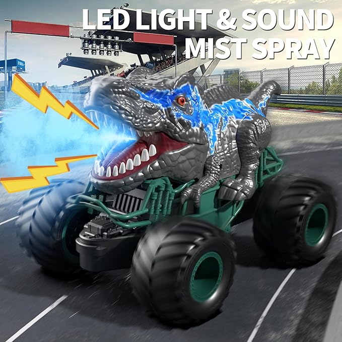 Bennol 2.4GHz Dinosaur Remote Control Cars Toys for Kids Boys 4-7 5-7 8-12 RC Dinosaur Car Toys with Light Sound Spray Indoor Outdoor Toys Gifts for 3 4 5 6 Year Old Boys RC Car Toys for Boy