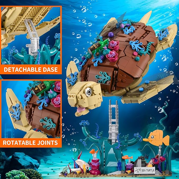 Sea Turtle Building Sets for AdultOcean Animal Building Blocks Collection Toy for Home or Office DecorIdea Gift for Adult(1271PCS)