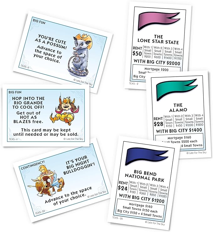 Late for the Sky Texas-opoly Game 96 months to 9600 months