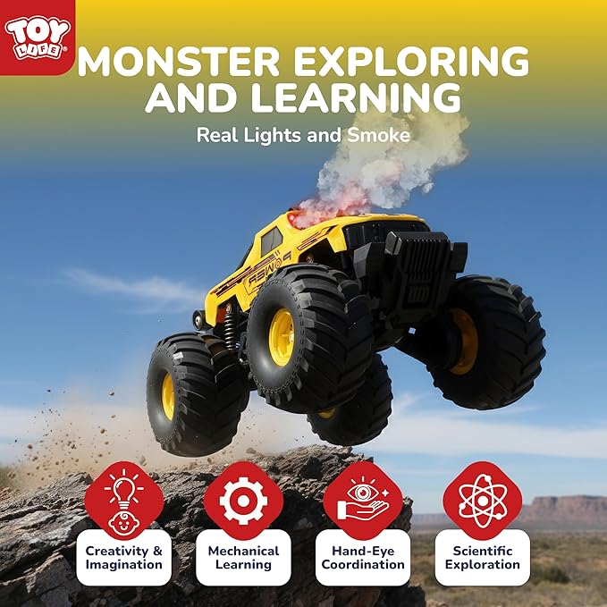 Monster Truck RC Car for Kids 2.4GHz 4WD Off-Road Remote Control Truck with Water Spray Lights &amp Music 360° Rotation Waterproof All-Terrain Car for Boys Ages 6+ Carros De Control Remoto 4x4