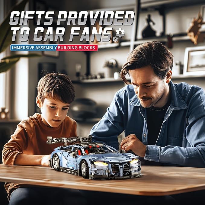 Remote Control Car Building Kit 1:10 M4 Champion Racing Car Building Blocks and Challenge Construction Toys Gift for Technical Enthusiasts Adults&ampBoys Age 14+ with Motors Light Battery (2280PCS