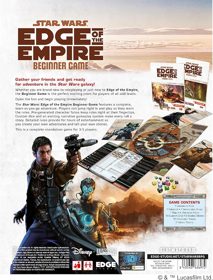 Asmodee Star Wars Edge of The Empire: Beginner Game - Embark on Galactic Adventures in a Complete Learn-As-You-Go Experience! Sci-Fi RPG Ages 10+ 3-5 Players 1 Hour Playtime