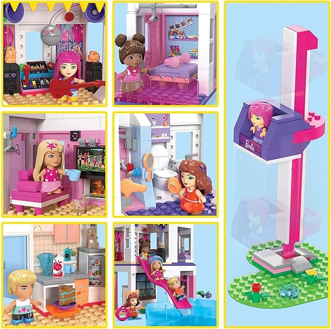MEGA Barbie Color Reveal Building Toys Set DreamHouse with 545 Pieces 5 Micro-Dolls 6 Pets and Accessories 30 + Surprises Kids Ages 6+ Years