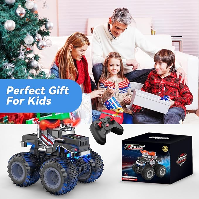 Remote Control Car 2.4GHz Monster Trucks Toys with Light Spray Birthday Gift for Kids 3 4 5 6 7 8 All Terrain RC Cars Toddler Toys for Boys Girls 3+ Year Old (Bull)