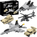 Apostrophe Games 5 Military Building Block Sets (730 Pieces) F/A-18 Hornet F-14 Tomcat Fighter Jet AH-64 Apache Helicopter M2 Bradley Tank and Humvee Avenger