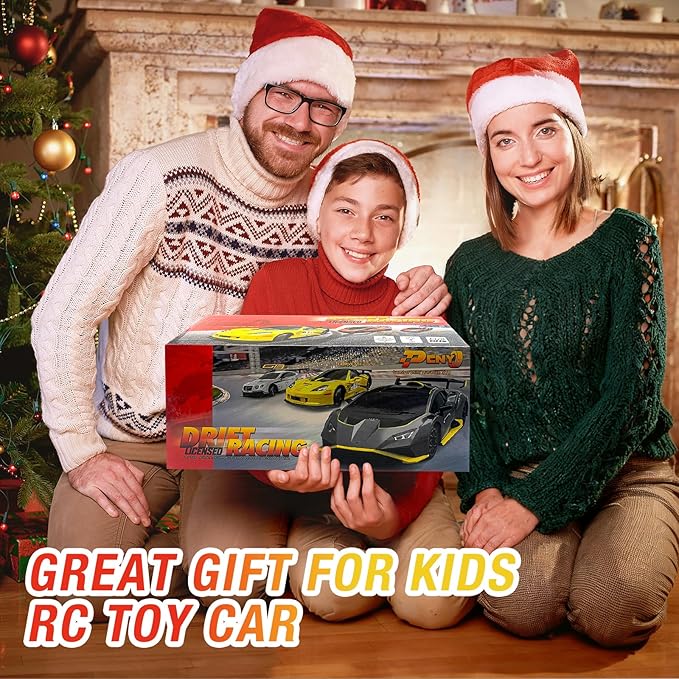 Lamborghini Remote Control Car for Boys 3-7 1:18 Scale Lambo Toy Car Official LicensedRC Drift Car 20Km/h with LED Lights 2.4GHz RC Cars for Adults Boys Girls 8-12 Birthday Gifts (Yellow)