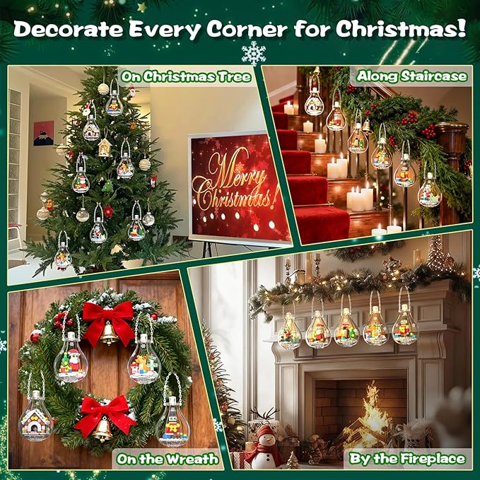 2025 Light-Up Christmas Ornament Building Kit — 647 PCS Holiday Building Blocks Set for Kids and Adults Featuring Gingerbread House Santa Reindeer Polar Bear Nutcracker Soldier &amp Penguin