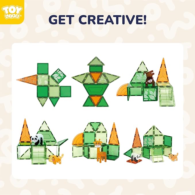 TOY Life 38 Pcs Magnetic Tiles Animals for Toddlers 3-5 Magnet Blocks for Kids Ages 4-8 STEM Magnet Tile Toys Building Tiles Set Christmas Birthday Gift for Boys and Girls