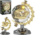 Dinosaur Skull Fossils Globe Building Set360° Rotatable Globe Display Model with LED LightSTEM Skeleton Model Educational Toy Gifts for Boys and Girls Ages 14+