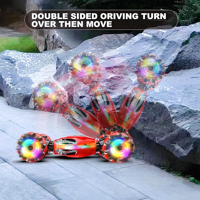 Gesture RC Car 1:18 4WD Transform Off-Road Stunt Car with Gesture &amp Remote Control 360° Flips Drift Vehicle with LED Lights Music All Terrain Toy Cars Gifts for Boys Girls Age 6-12