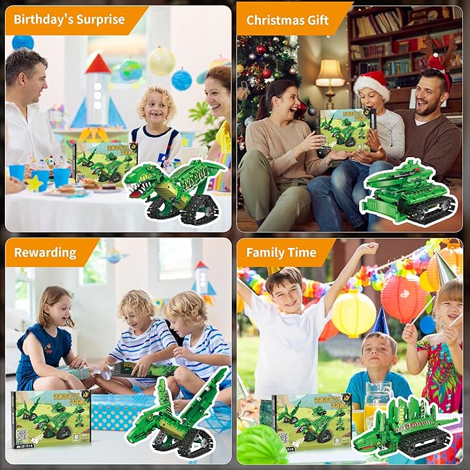 5 in 1 Dinosaur Toy for 6-12 Years Old Kids Boys Robot Dino Building Set with APP &amp 2.4GHz Remote Control Science Programmable Building Block Dinosaur Kit Birthday Gifts for Age 6 7 8 9 10 11 12