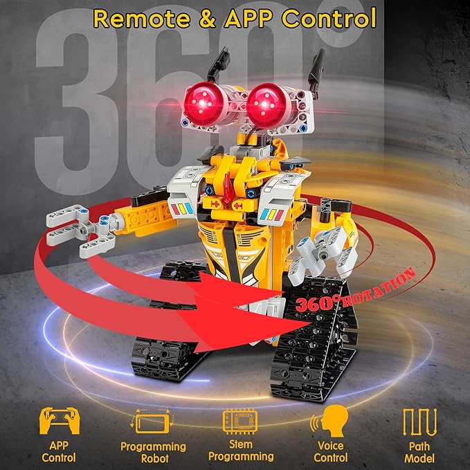 Sillbird Robot Building Kit with Remote Control STEM Gifts for Boys Age 8-13 Coding Buildable Robotic Technic Toys for Kids Birthday with 468 Pieces