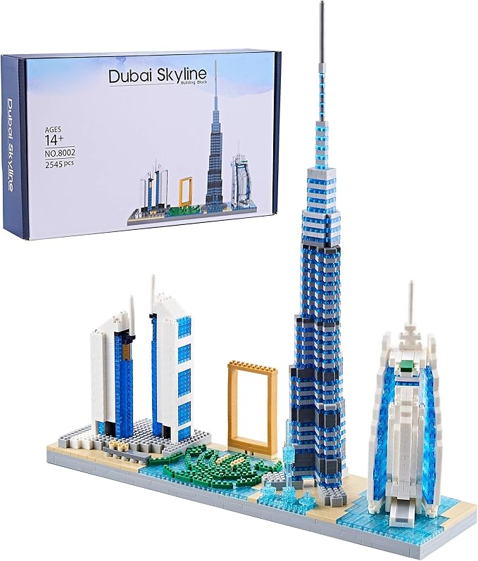 Architecture Dubai Skyline Collectible Model Building Kit Micro Blocks Sets for Adults Present Model Kit 2545 Pieces