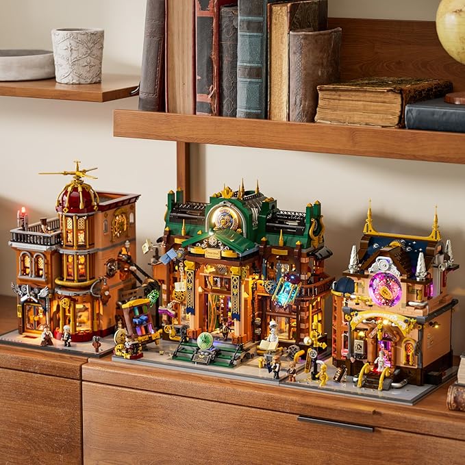 Steampunk Time-Rift Library Lighting Building-Bricks Set 3187 Pcs Modular Building from Chrono Custodians Collection Display Set for Adults and Steampunk Lovers
