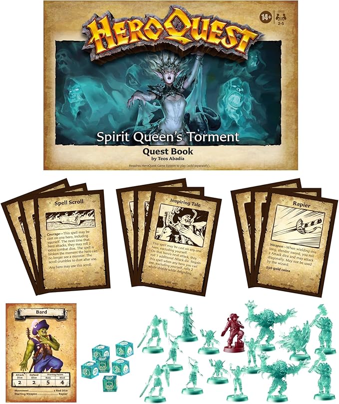 Avalon Hill HeroQuest Spirit Queen's Torment Quest Pack Requires HeroQuest Game System to Play Dungeon Crawler Games Ages 14+ 2-5 Players Strategy Games