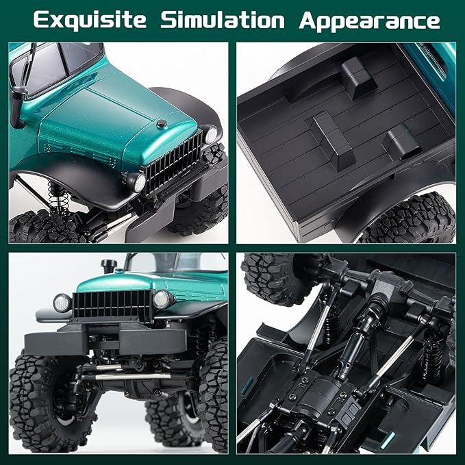 FMS 1/24 Brushless RC Rock Crawler FCX24 Power Wagon 4WD RC Semi Truck W/ 2.4GHz Remote RTR Offroad RC Car Model Vehicle Hobby Grade for Adults Gifts Toys