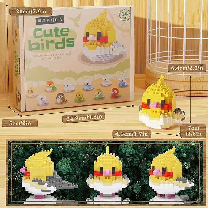 Cute Parrot Micro mini Blocks Building Blocks Sets12 PC Small Bird Series Mini Bricks Animal ToysUnique Animals Model Present for 14+ Kids or Adults