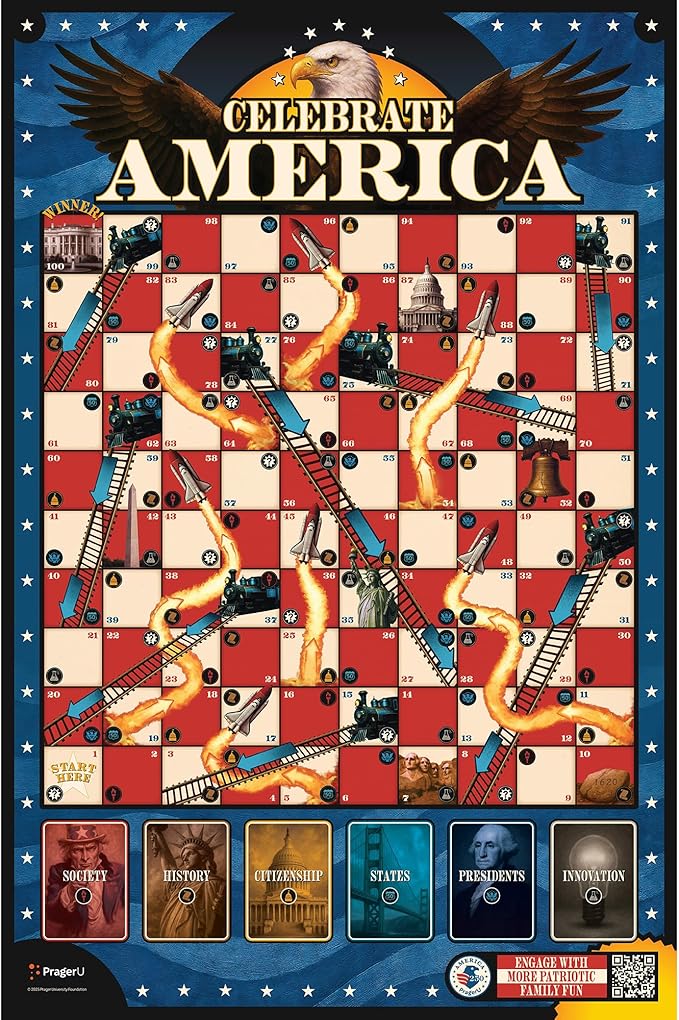 PragerU: Celebrate America - Race to The White House Board Game USA Trivia Game America’s 250th Anniversary Edition Families &amp Kids 8+ 2+ Players Made in America
