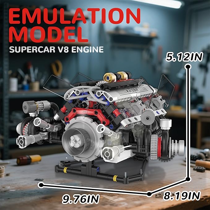 V8 Engine Building Set Mini Model Kit That Runs Technic with APP Control Motor &amp Light Collectible Engineering for Adults Boys 14+