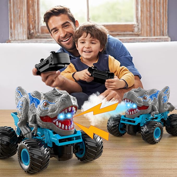 Bennol Remote Control Dinosaur Car for Boys Kids 2.4Ghz RC Dinosaur Truck for Toddlers Electric Hobby RC Car Toys with Light &amp Sound Spray Birthday for 3 4 5 6 7 8 Year olds Kids Boys