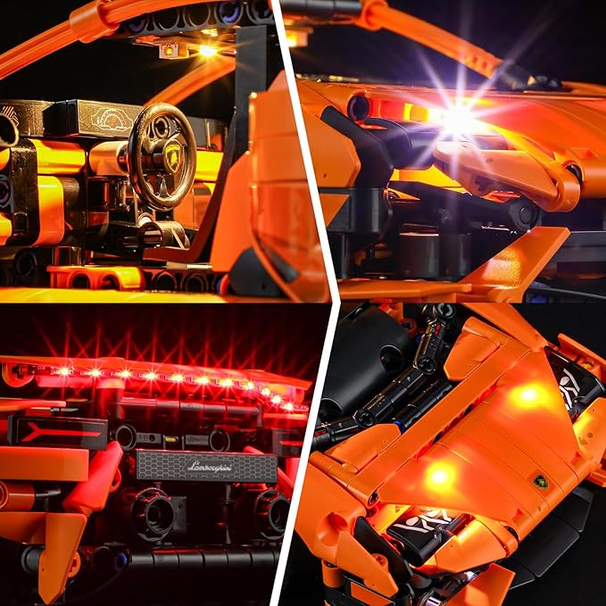 BRIKSMAX Led Lighting Kit for Lego-42196 Lamborghini Huracán Tecnica Orange - Compatible with Lego Technic Building Set- Not Include Lego Set