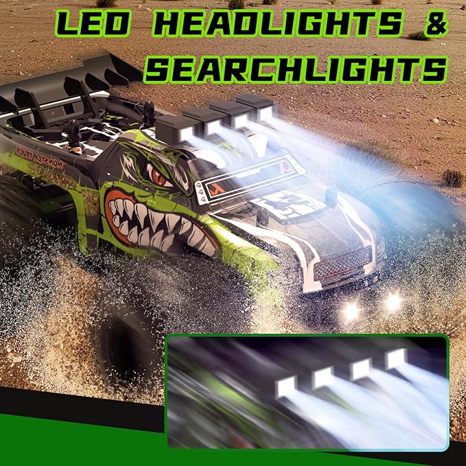 Remote Control Car for KidsHigh Speed 20 KM/H RC Cars ToysOff-Road with 2 Headlights and 2 Rechargeable Battery RC TruckDinosaur Toys Gift for Adult Boys Girls 8-12