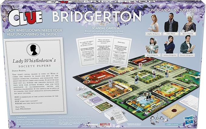 Hasbro Gaming Clue: Bridgerton Edition-BoardGame for Ages 17+Game for Bridgerton Fans for 3-6 Players Inspired by Shondaland's Original Series on Netflix