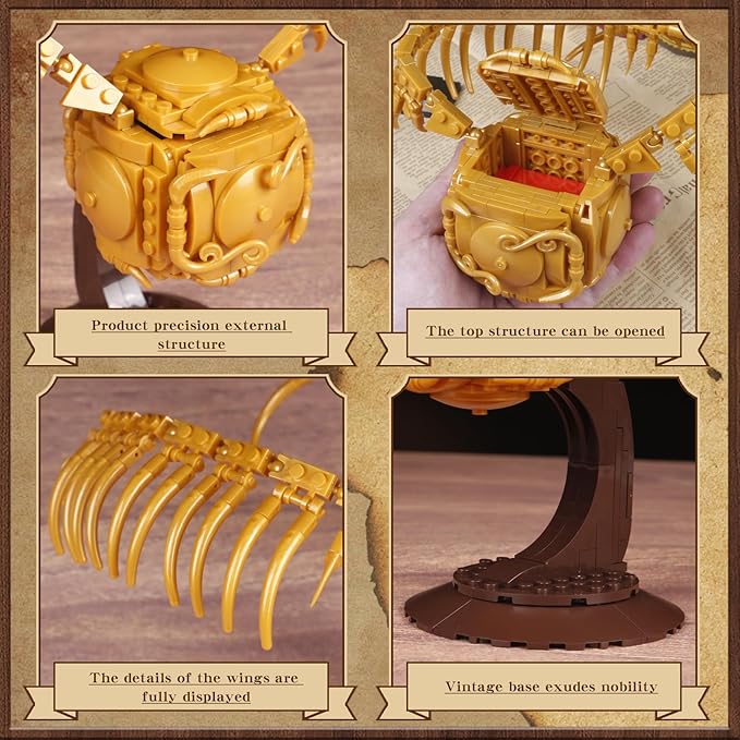 Golden Snitch Building Blocks Set Compatible with Lego Particle SizeUnique Harry Snitch Design Model DecorationCreative Gift for 6+ BoysGirls or Adults