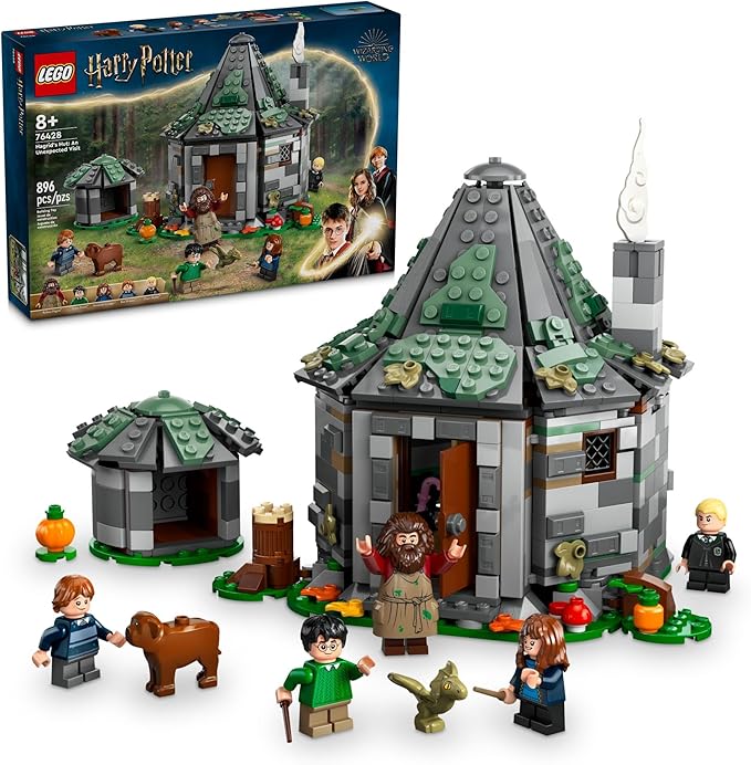 LEGO Harry Potter Hagrid's Hut: an Unexpected Visit - Harry Potter Toy for Boys &amp Girls Ages 8+ - Kids Building Toys W/Buildable House 7 Minifigures &amp Dragon - 76428
