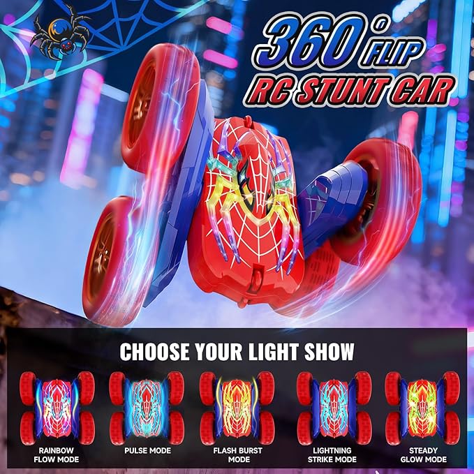 360°Flip Rc Cars Toys with Glowing Hero Eyes &amp Legs 2.4GHz Drift Stunt Remote Control Car 4WD &amp Double-Sided Race Car Birthday Gifts Toys for 3 4 5 6 7 8 9 10 11+ Year Old Boys Age 3-4 4-6