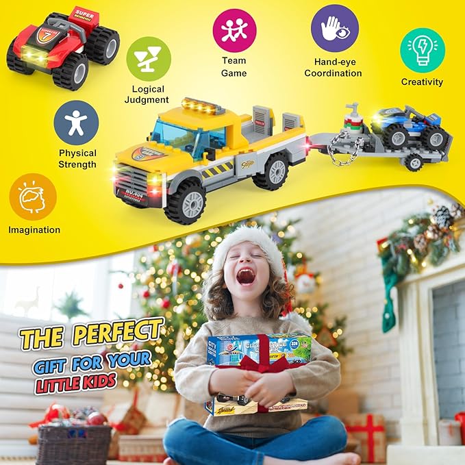 City Race Buggy Transporter Building Set324 PCS 3 in 1 City Service Truck Cars Building Blocks KitSTEM Vehicles ToysConstruction Playset Birthday Xmas Gifts for Kids Boys 6 7 8 9 10-Year-Old