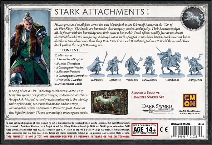 A Song of Ice and Fire Tabletop Miniatures Game Stark Unit Attachments Box I - Enhance Your Stark Units! Strategy Game for Adults Ages 14+ 2+ Players 45-60 Minute Playtime Made by CMON